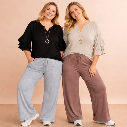 Plus Size Ruffle Sleeve V-Neck Shirt Top