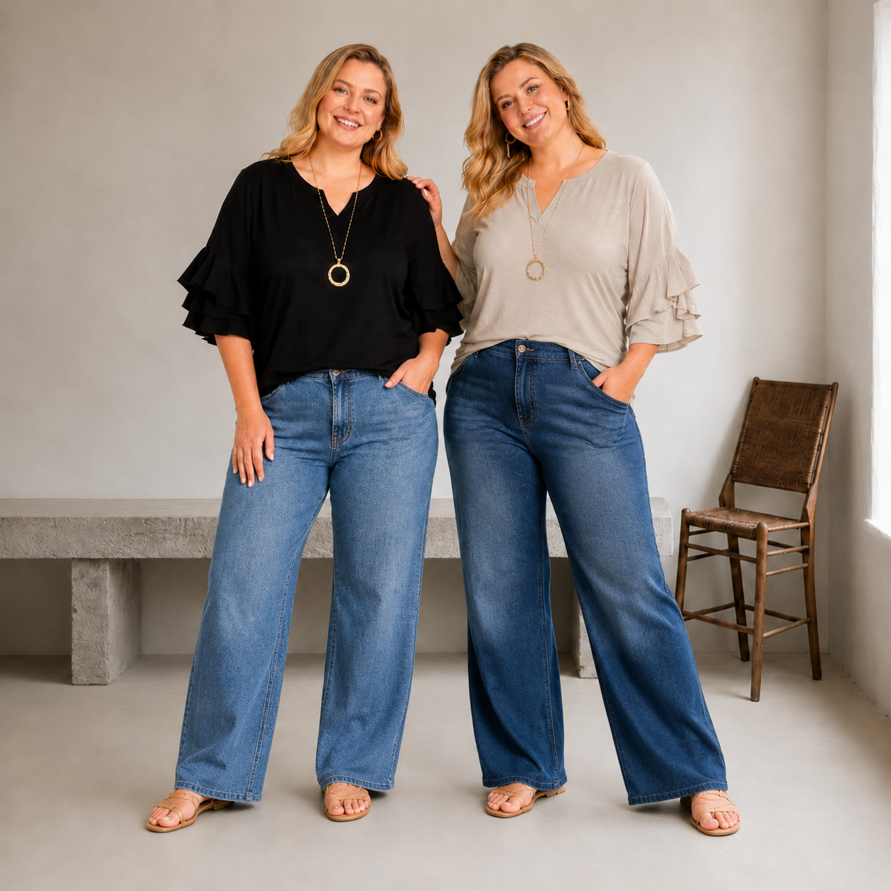 Plus Size Ruffle Sleeve V-Neck Shirt Top